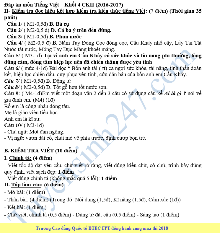 De thi hoc ki 2 lop 4 mon Tieng Viet - Tieu hoc Trung Vuong 2018