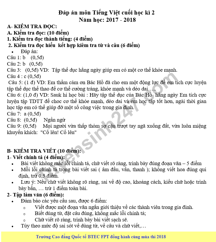 De thi hoc ki 2 lop 3 mon Tieng Viet - Tieu hoc Trung Vuong 2018