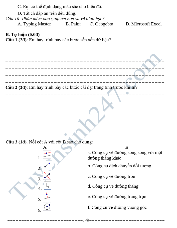 De kiem tra hoc ki 2 lop 7 mon Tin - THCS Bao Ninh 2018