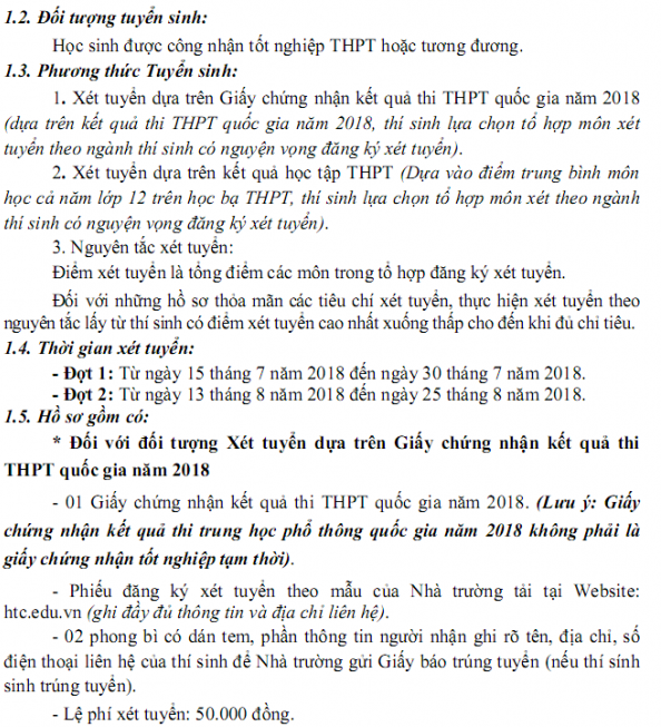Thong tin tuyen sinh cua truong Cao dang Du Lich Ha Noi 2018