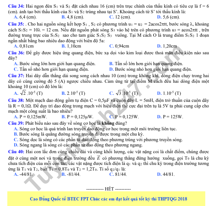 De thi thu THPT QG mon Ly lan 3 - THPT Nguyen Viet Xuan 2018