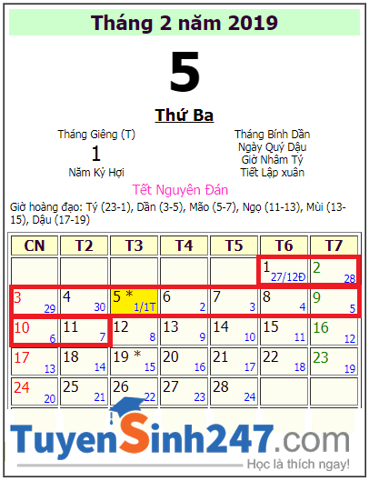 Lich nghi tet Ky Hoi 2019 cua hoc sinh Ha Tinh