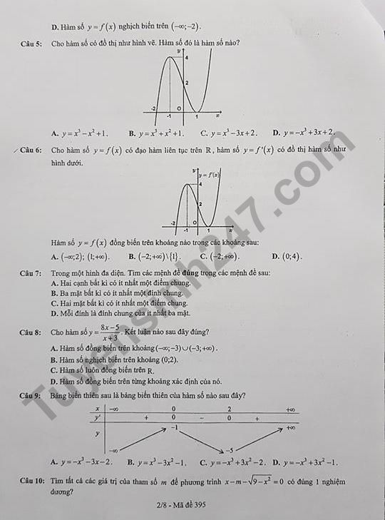 De thi giua ki 1 lop 12 mon Toan 2018 - 2019 THPT Viet Duc