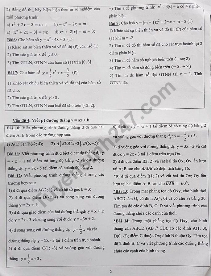 De cuong on tap hoc ki 1 lop 10 mon Toan 2018 - THPT Dong Da