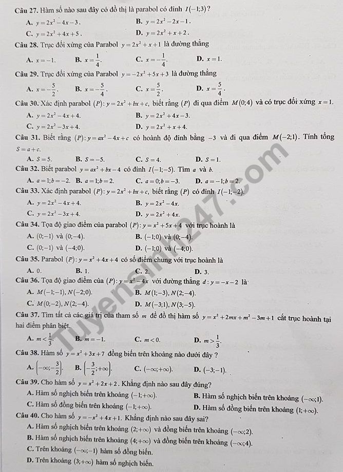 De cuong on tap ki 1 lop 10 nam 2018 mon Toan - THPT Viet Nam Ba Lan