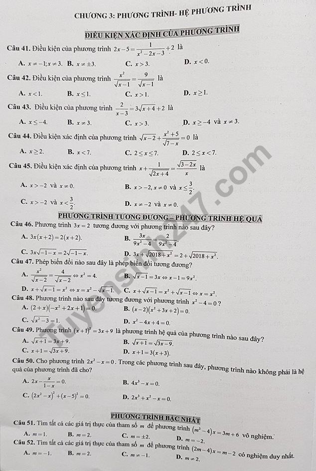 De cuong on tap ki 1 lop 10 nam 2018 mon Toan - THPT Viet Nam Ba Lan