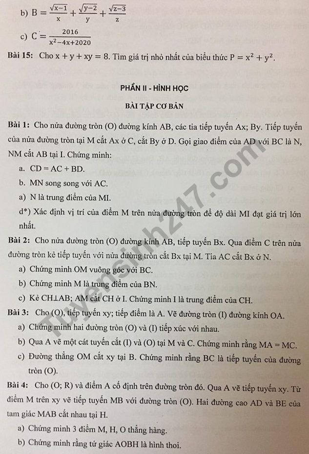 De cuong on tap ki 1 lop 9 mon Toan nam 2018