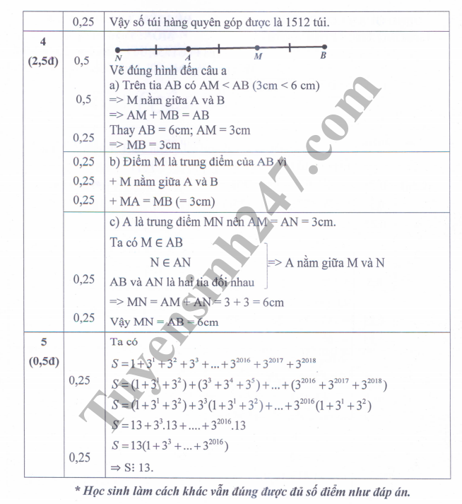 De thi hoc ki 1 lop 6 mon Toan - THCS Phuc Dong 2018