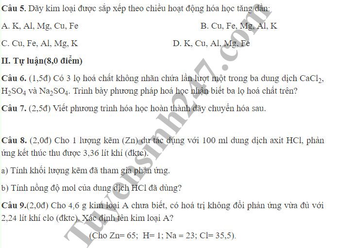 De kiem tra hoc ky 1 lop 9 mon Hoa - Phong GD Tam Duong 2018