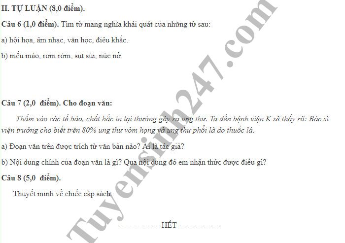 De thi hoc ky 1 lop 8 mon Van - Phong GD&DT Tam Duong 2018