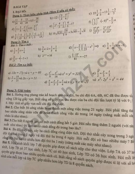 De cuong on tap ki 1 lop 7 mon Toan 2018 - THCS Gia Thuy