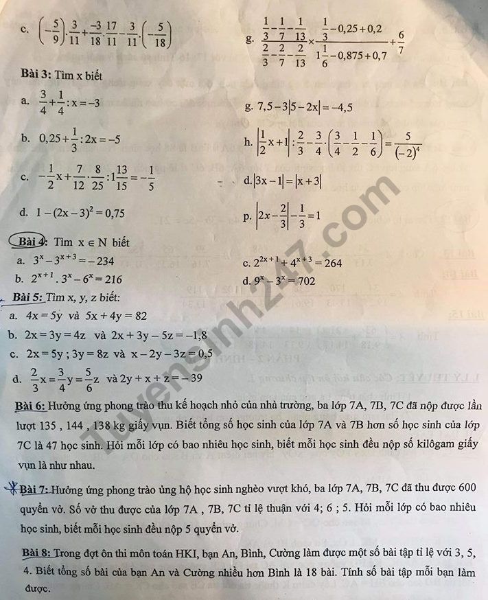 De cuong on tap ki 1 lop 7 mon Toan THCS Le Quy Don 2018