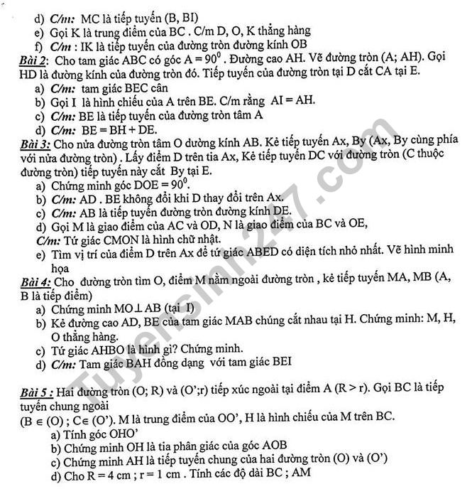 De cuong on tap ki 1 lop 9 mon Toan THCS Ngoc Lam 2018