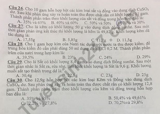 De cuong on tap ki 1 lop 9 mon Hoa THCS Trung Vuong 2018