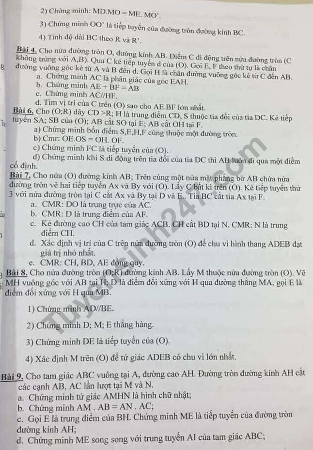 De cuong on tap ki 1 lop 9 mon Toan 2018 - THCS Thai Thinh