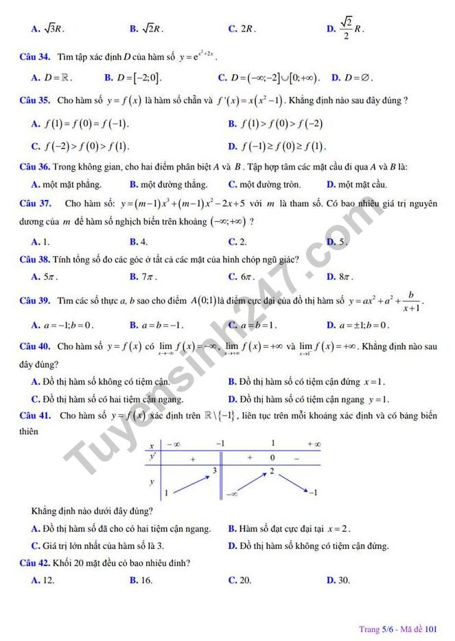 De thi ki 1 lop 12 mon Toan 2018 - THPT Kim Lien