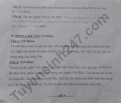 De thi ki 1 lop 11 mon Van 2018 - THPT Tran Quang Khai