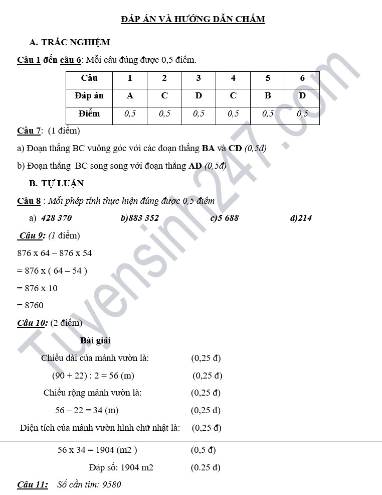 De thi hoc ky 1 lop 4 mon Toan - Tieu hoc Ha Trung nam 2018