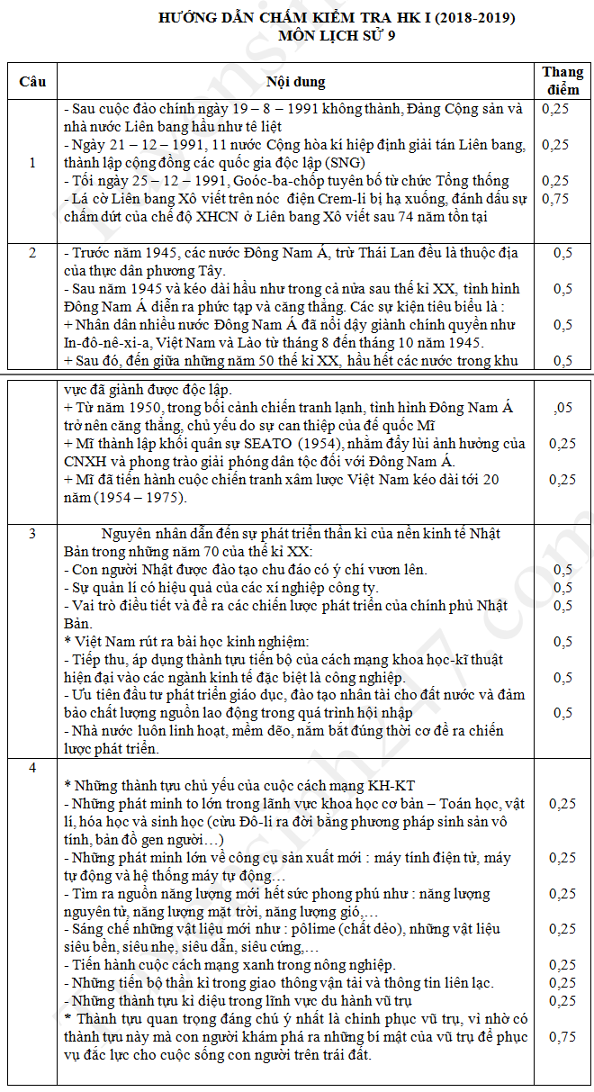 De thi ki 1 lop 9 mon Su 2018 - 2019 Tan Chau