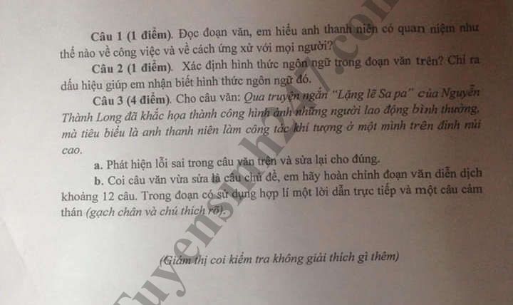 De thi hoc ky 1 lop 9 mon Van - Phong GD Hoang Mai nam 2018