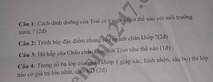De thi hoc ky 1 lop 7 mon Sinh - THCS Long Binh nam 2018