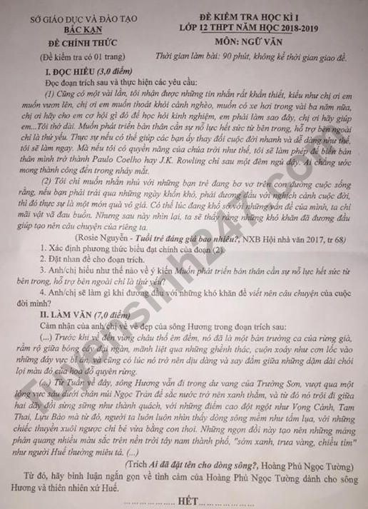 De thi hoc ki 1 lop 12 mon Van So GD Bac Kan 2018