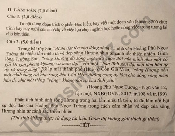 De thi ki 1 lop 12 mon Van 2018 - So GD Ha Nam