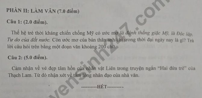 De thi ki 1 lop 11 mon Van So GD Nam Dinh 2018