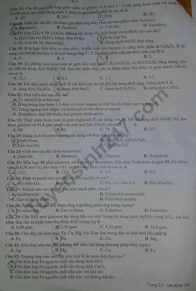 De thi ki 1 lop 12 mon Hoa 2018 - THPT Chuyen DH Vinh