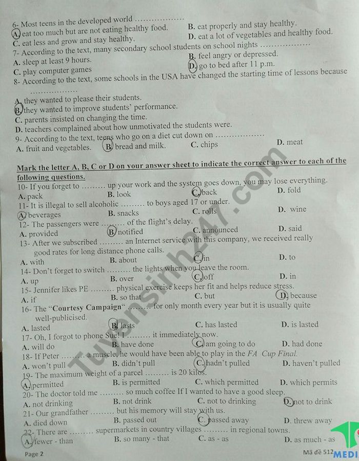 De kiem tra giua ki 2 mon Anh lop 11 - THPT Tran Phu 2019