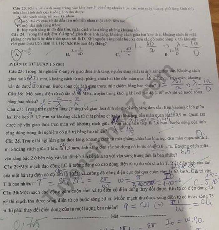 De kiem tra giua ki 2 lop 12 mon Li - THPT Tran Phu 2019