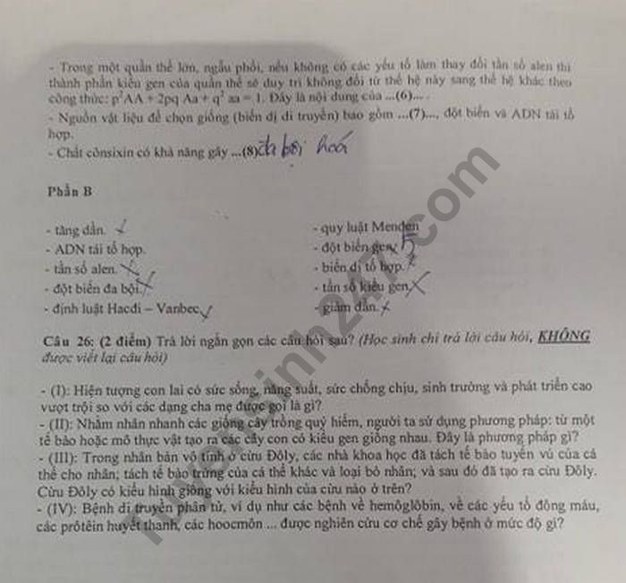 De kiem tra giua ki 2 lop 12 mon Sinh nam 2019 - THPT Tran Phu