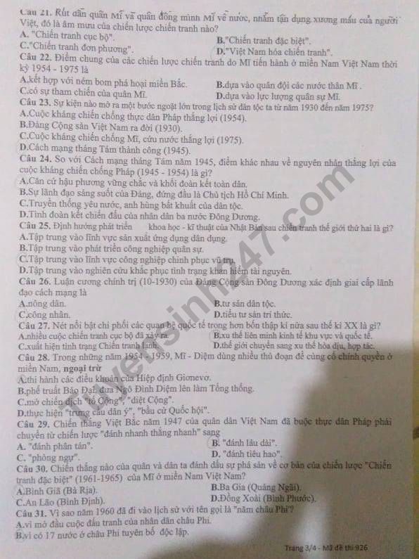 De thi giua ki 2 lop 12 mon Su 2019 - Chuyen Le Hong Phong