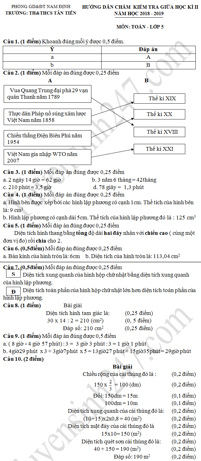 De thi giua ki 2 lop 5 mon Toan THCS Tan Tien 2019