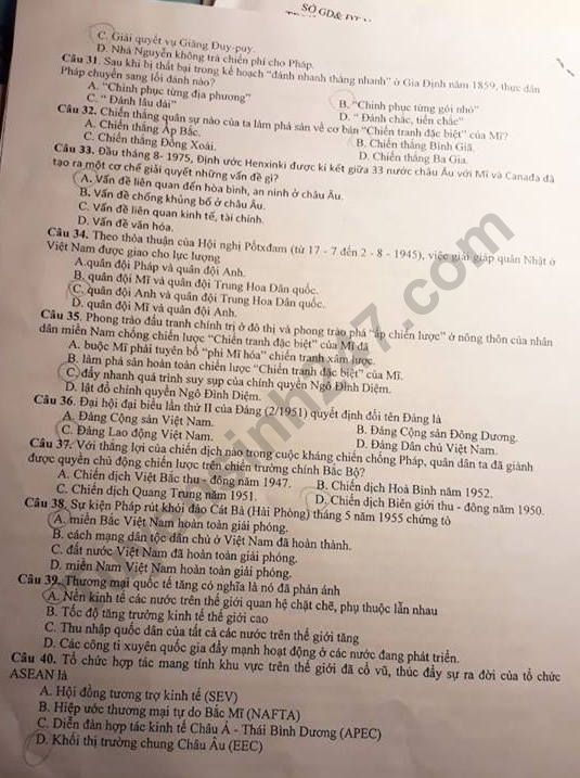 De thi giua ki 2 lop 12 mon Su 2019 - THPT Quat Lam