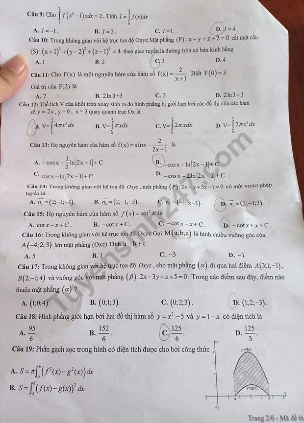 De thi giua ki 2 mon Toan lop 12 THPT Binh Phu 2019