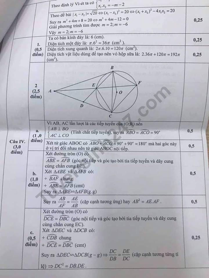 De thi ki 2 lop 9 mon Toan 2019 - Quan Cau Giay co dap an