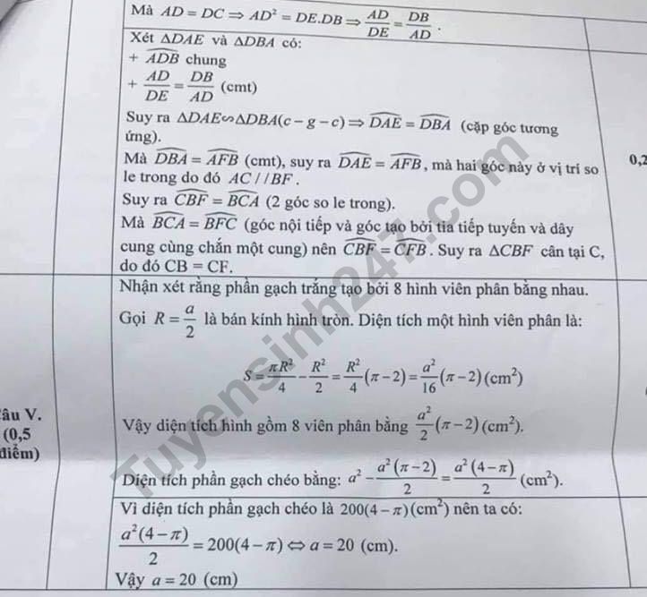 De thi ki 2 lop 9 mon Toan 2019 - Quan Cau Giay co dap an