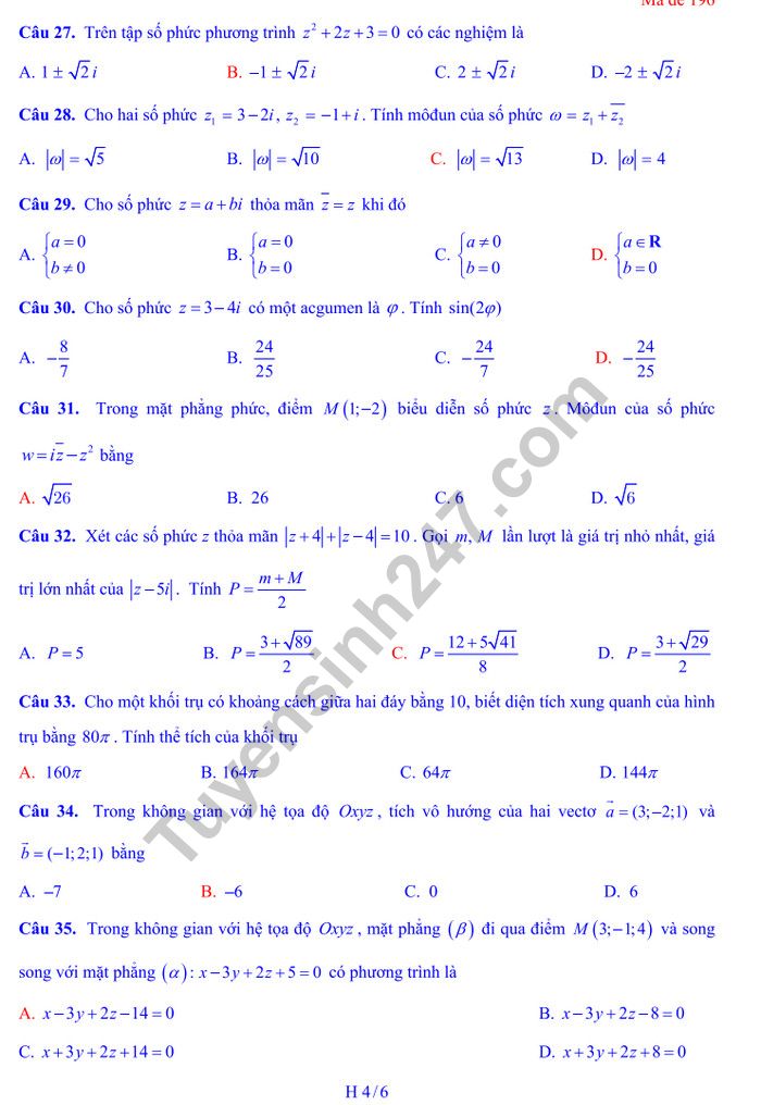 De thi hoc ki 2 mon Toan lop 12 - THPT Nguyen Gia Thieu 2019