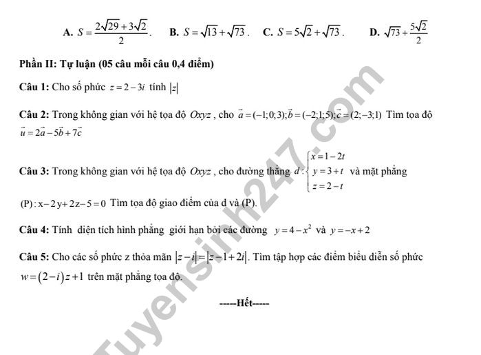 De thi hoc ki 2 mon Toan lop 12 - THPT Nguyen Hue 2019