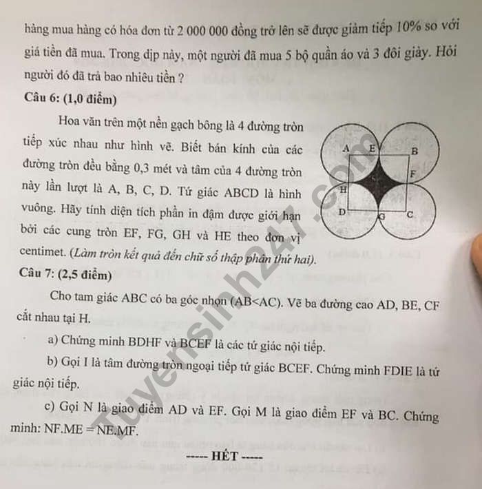 De thi hoc ki 2 mon Toan lop 9 - Quan 8 nam 2019