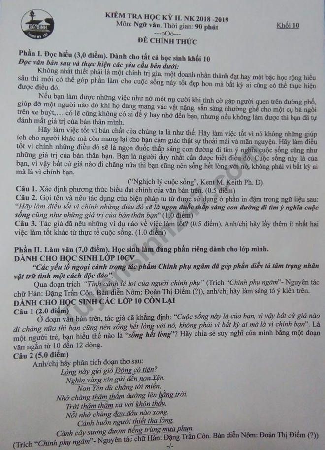 De thi hoc ki 2 lop 10 mon Van THPT Gia Dinh 2019