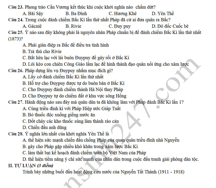 De thi hoc ki 2 mon Su lop 11 - THPT Phan Van Hung 2019