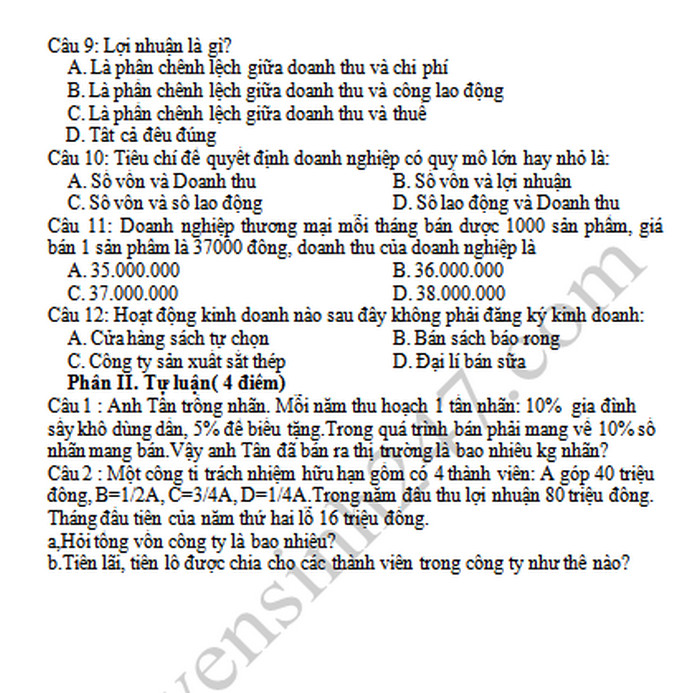 De thi hoc ki 2 lop 10 mon Cong Nghe - THPT Xuan Ang 2019