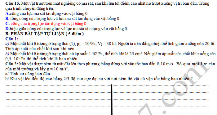 De thi hoc ki 2 mon Li lop 10 - So GD Quang Nam 2019