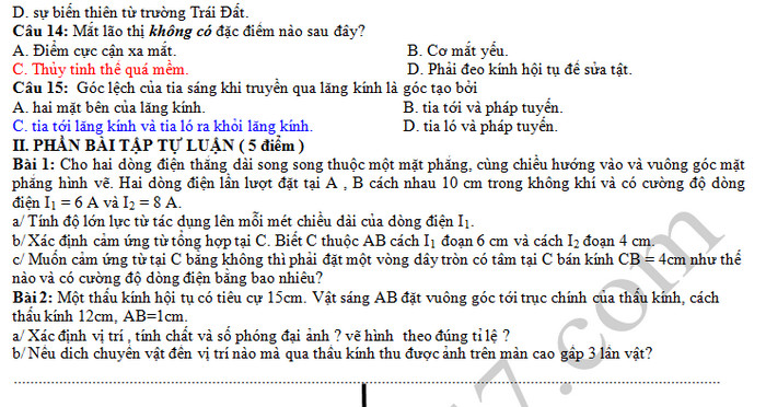 De thi hoc ki 2 mon Ly lop 11 - So GD Tinh Quang Nam 2019