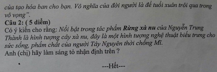 De thi ki 2 lop 12 mon Van - THPT Muong Kim 2019