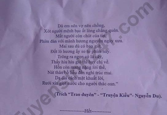 De thi ki 2 lop 10 mon Van THPT Trieu Son 3 nam 2019