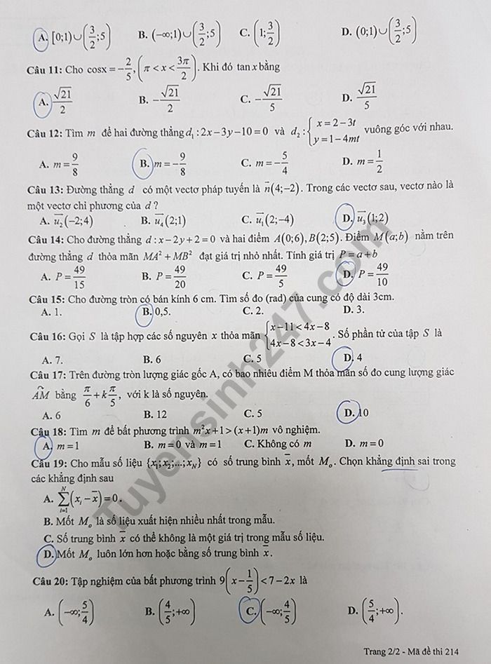 De ki 2 mon Toan lop 10 - Chuyen Nguyen Hue 2019