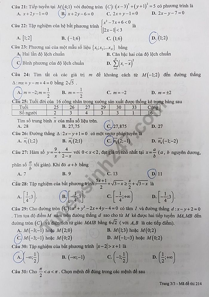 De ki 2 mon Toan lop 10 - Chuyen Nguyen Hue 2019
